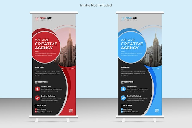 Modern corporate rollup banner standee template vector