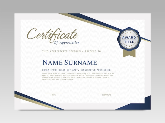 Modern design certificate template with simple elegant and luxurious in horizontal A4 size