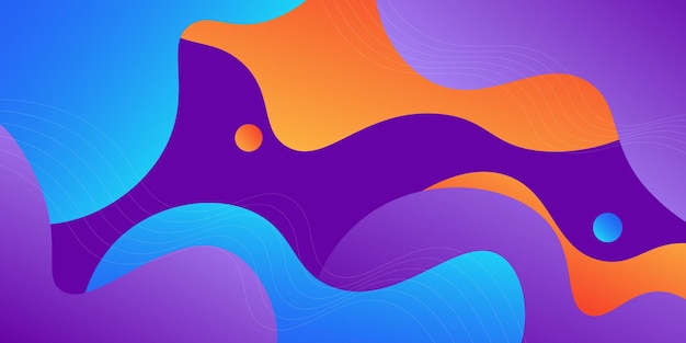 Modern dynamic geometric purple blue and orange wave textured background design in 3D style