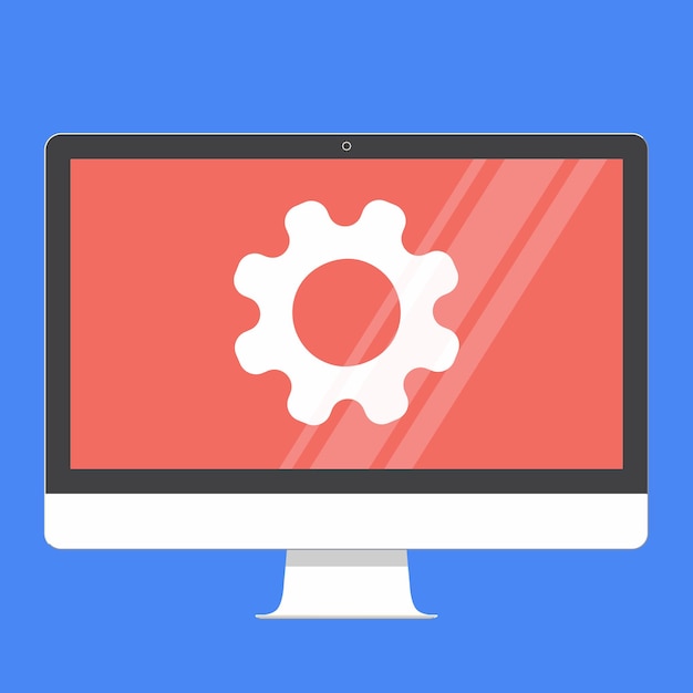 Modern electronic device flat design monitor or AllinonePC vector illustration with background