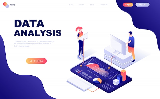 Modern flat design isometric concept of Data Analysis