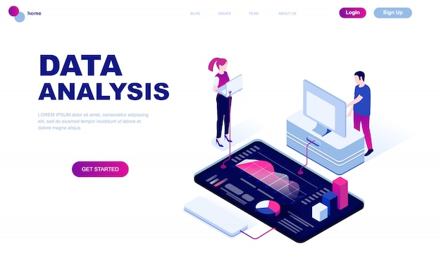 Modern flat design isometric concept of Data Analysis
