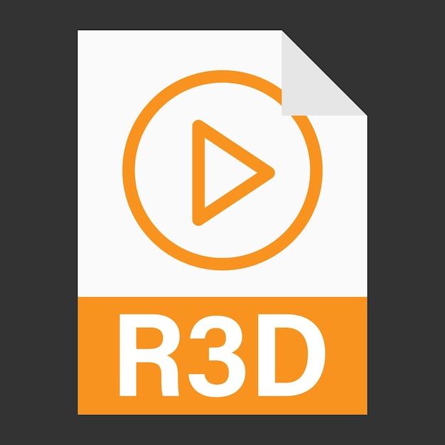 Modern flat design of R3D file icon for web