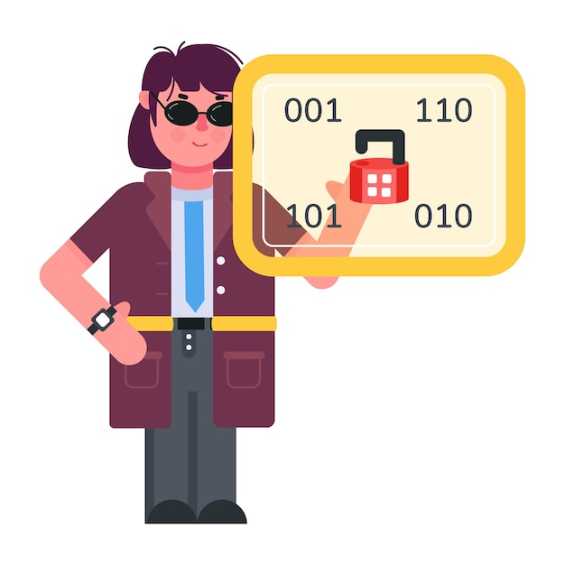 Modern flat style character of a female detective