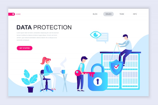 Modern flat web page design template of Data Protection