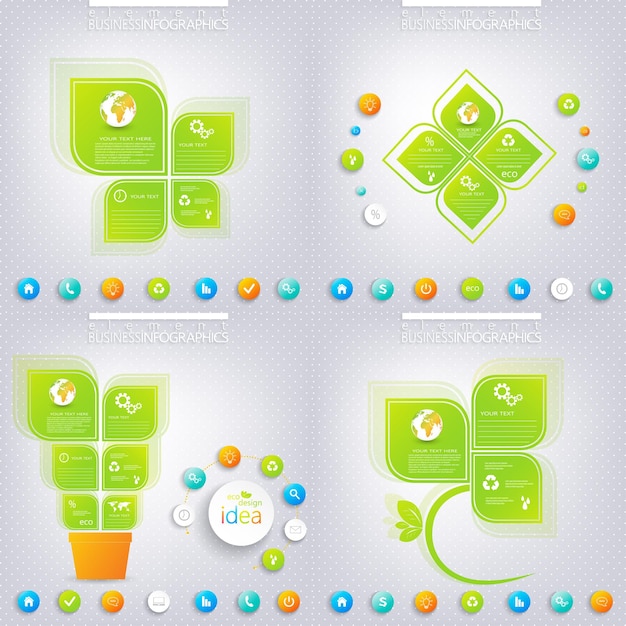 Modern green infographic design with place for your text. Business concept 3, 4 options