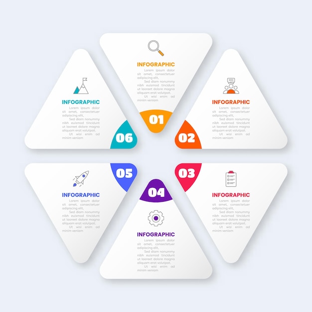 Modern hexagon shape infographic vector with 6 step icons