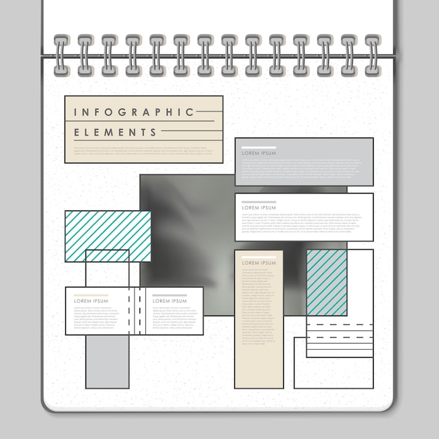 Modern infographic template design in notebook style