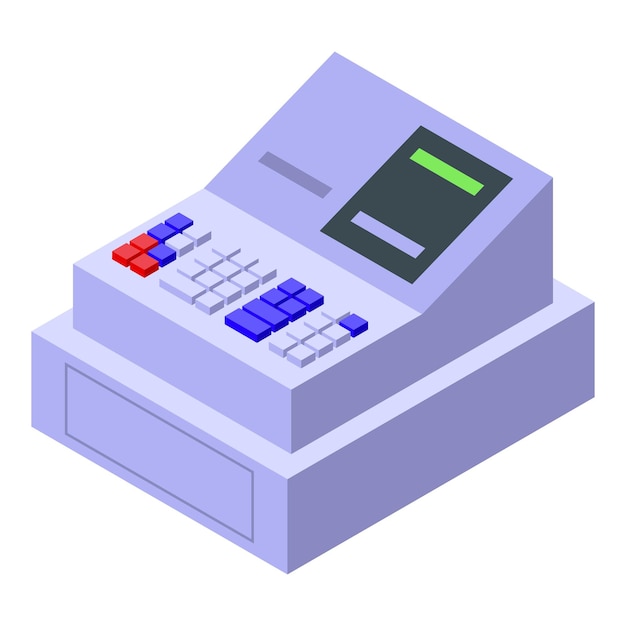 Modern isometric icon of old stationary cash register