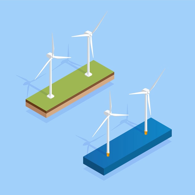 modern isometric wind turbines great design for any purposes renewable clean alternative energy