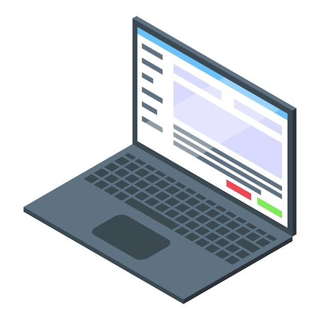 Modern laptop showing website design interface isometric view