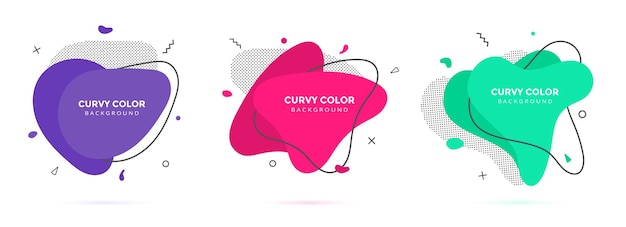 Modern liquid irregular amoeba blob shape abstract elements graphic flat style design fluid vector