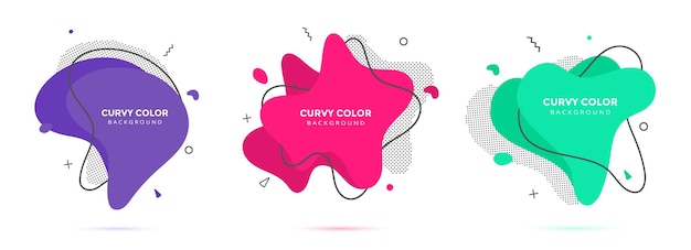 Modern liquid irregular amoeba blob shape abstract elements graphic flat style design fluid vector