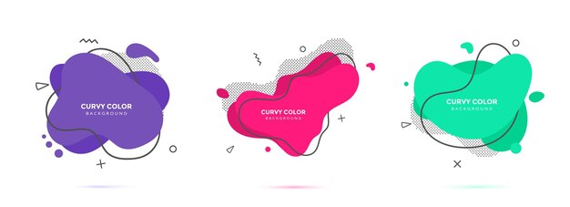 Modern liquid irregular amoeba blob shape abstract elements graphic flat style design fluid vector