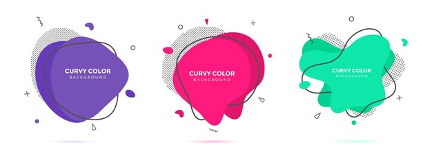 Modern liquid irregular amoeba blob shape abstract elements graphic flat style design fluid vector