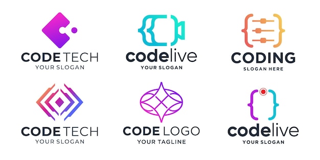 modern logos of code for coding programming gradient logo template