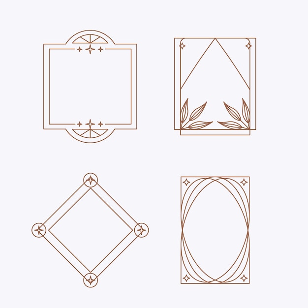 modern minimalist aesthetic line elements set with trendy linear frames with stars arch frames geo