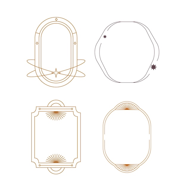 Modern Minimalist Aesthetic linear frames arcs stars and elements