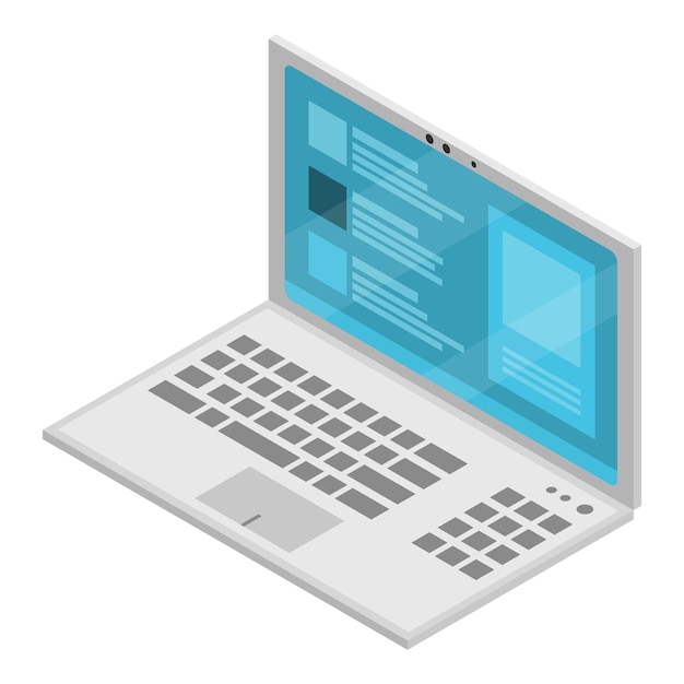 Modern new laptop icon Isometric of modern new laptop vector icon for web design isolated on white background