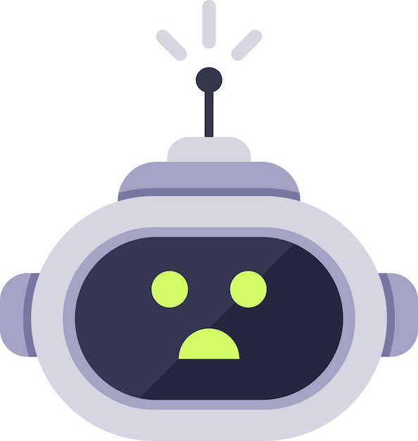 Modern robot showing concern with flashing antenna artificial intelligence and emotions concept chatbot support flat cartoon illustration isolated on white background