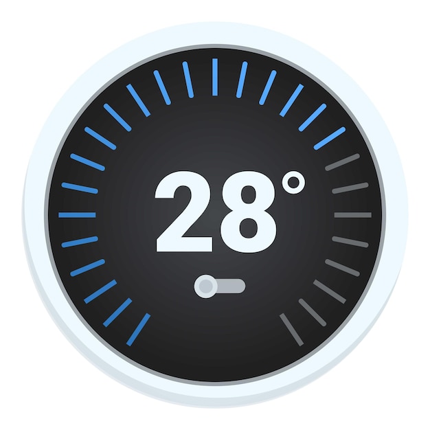 Modern round thermostat showing temperature is increasing