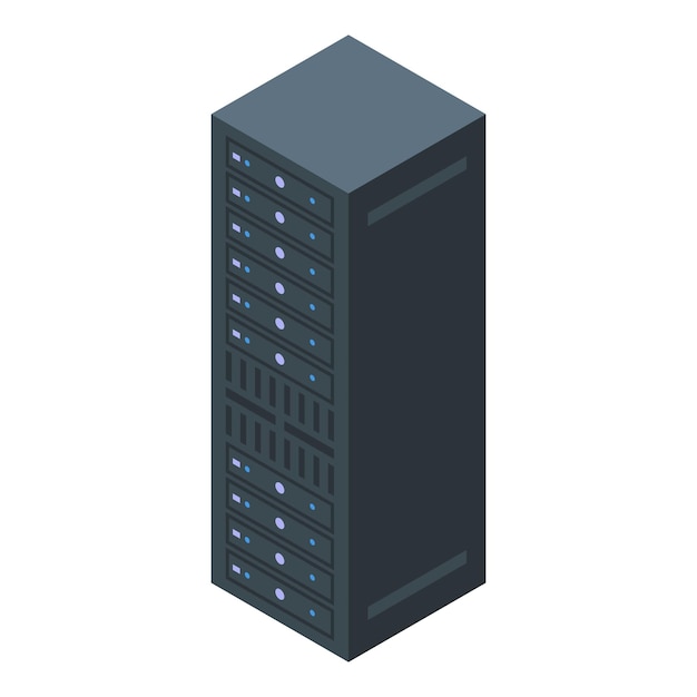 Modern server tower storing big data isometric view