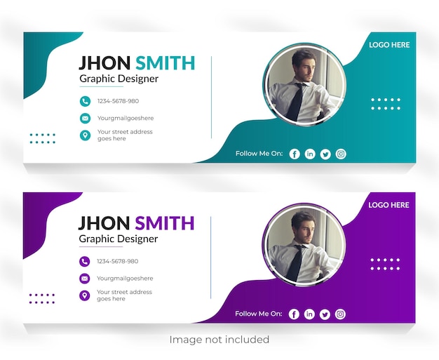 Modern simple and minimalist horizontal design email signature Design