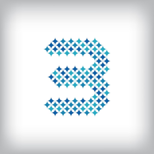 modern star number 3 logo all numbers are in line strip form alphabet number character and numbers
