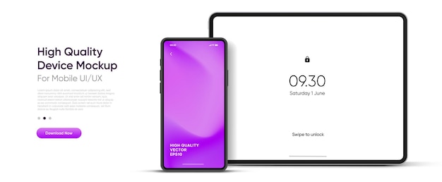 modern tablet mockup front view and high quality smartphone and tablet mockup isolated on white