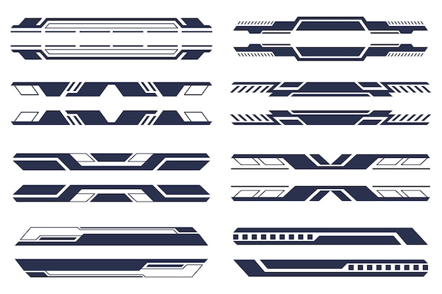 Modern tech border design pack for digital interfaces Scifi futuristic element HUD design
