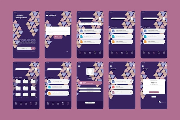 Modern Triangle Pattern Storage Management App UI Kit Template