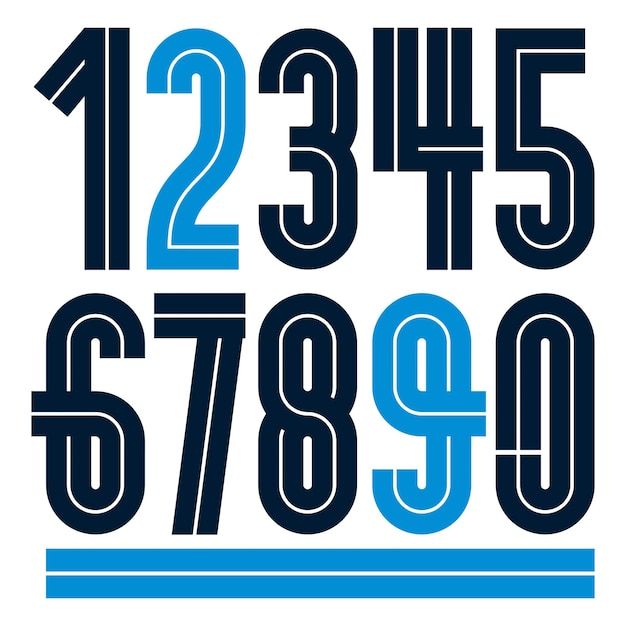 modern vector bold digits, funky numerals made with white lines, can be used in poster design as newspaper advertising.