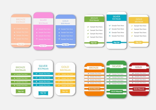 Modern website pricing purchase UXUI pricing list table design template
