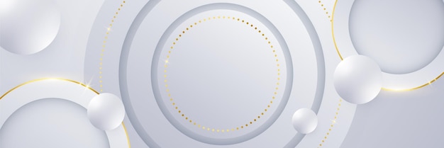 Modern white and gold abstract background Abstract geometric shape white gold background with light and shadow 3D layered for presentation design