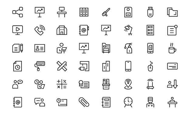 Modern Workplace Icon Set Professional Icons for Office Collaboration Productivity and Business