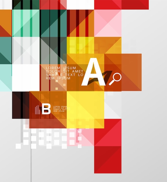 Moderni geometrinen neliöbanneri minimalistinen abstrakti tausta, jossa on näytevaihtoehto infografiikkaa