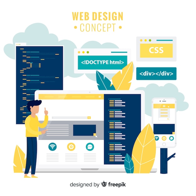 Moderni käsinpiirretty web design -konsepti