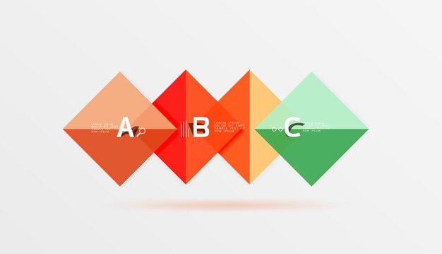 Moderni lentävä neliö infografiikka Vektori pohja työnkulun asettelukaavion numero vaihtoehdoille tai web-suunnittelulle