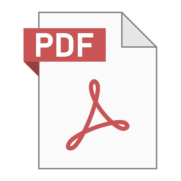 Moderni litteä design PDF-tiedostoikonista verkkokäyttöön