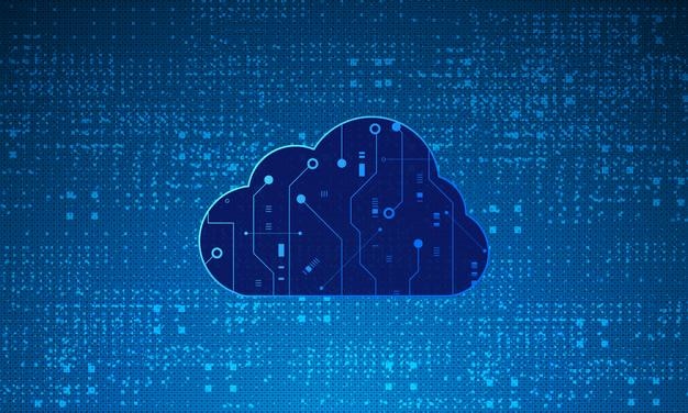 Moderni pilviteknologia futuristinen verkkotallennus työskentely kotona