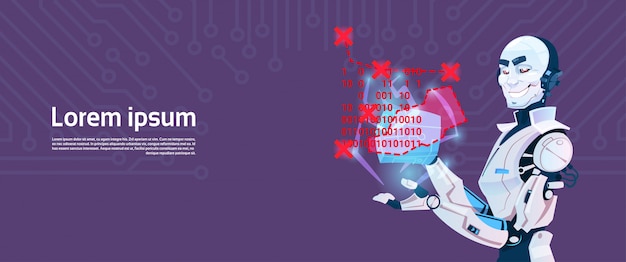Moderni robottikoodaus, futuristinen tekoälymekanismi teknologia