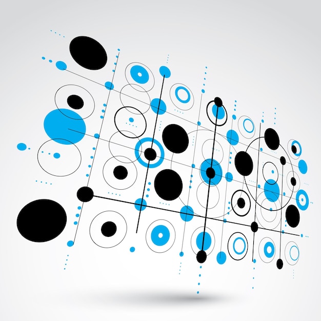 modular bauhaus 3d vector blue background, created from simple geometric figures like circles and lines. best for use as advertising poster or banner design.