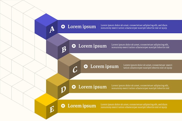 Modular Steps Infographic with Cubic Elements