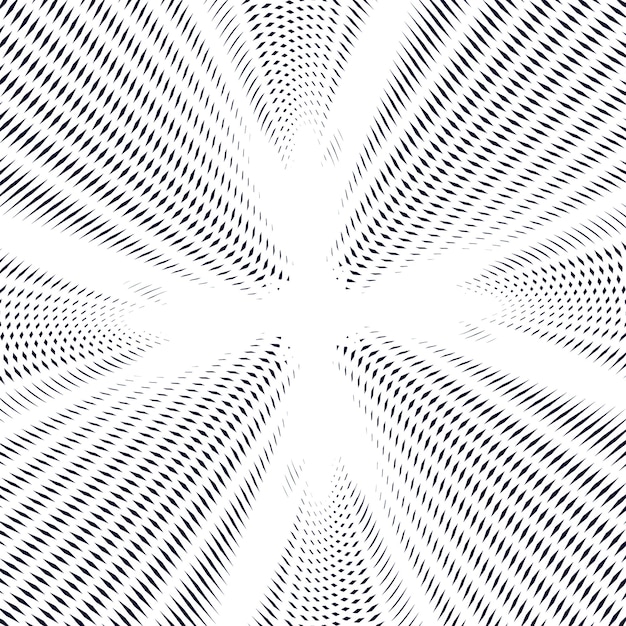 Moire pattern, monochrome background with trance effect. Optical illusion, creative black and white vector graphic backdrop.