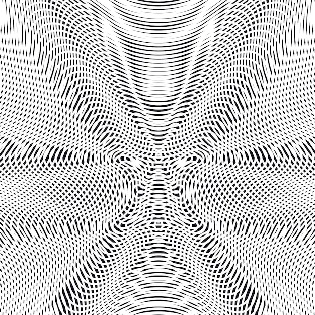 Moire-tekniikalla luotu geometrinen tausta. Vektorikontrastiviivoitus visuaalisilla tehosteilla.