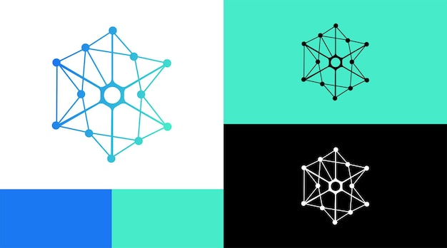 Molecule sciene laboratory Line Logo Design Concept