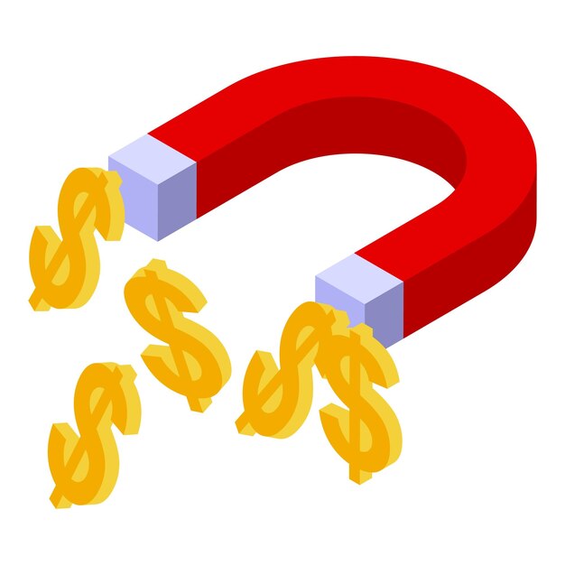 Monetization magnet icon Isometric of monetization magnet vector icon for web design isolated on white background