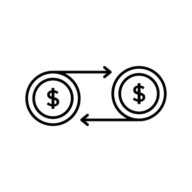 money remittance with thin line coin flat stroke style minimal logotype graphic art linear design illustration isolated on white background concept of back reward and cash flow or banking order