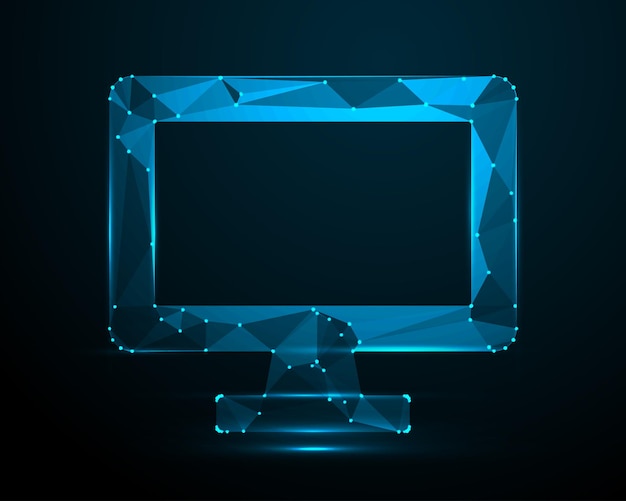 Monitor Low Poly Art Geometric Computer Screen Illustration in Modern Polygonal Design Style