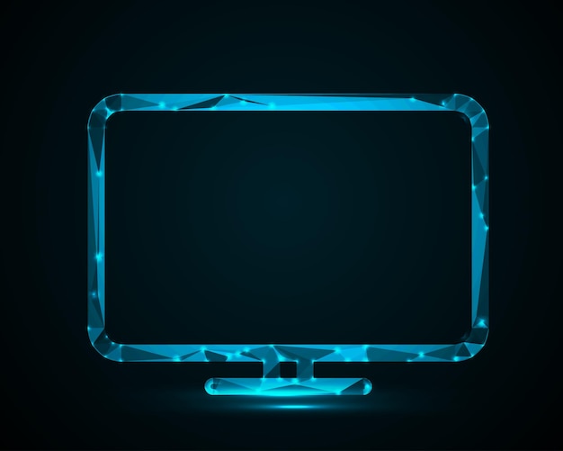 Monitor Low Poly Art Geometric Computer Screen Illustration in Modern Polygonal Design Style
